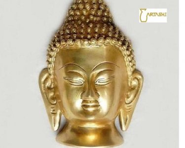 Buddha Head Sculpture Brass Handmade