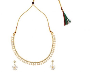 Indian Bollywood Crystal CZ Choker Necklace Earrings Jewelry Set