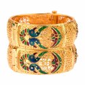 Indian Bollywood Style Enamel Peacock Bridal Bangle Set (2 Pc)