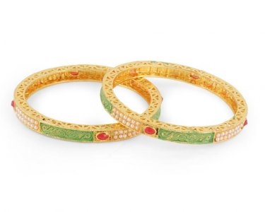 Indian Style Bollywood Antique Crystal Pearl Kundan Bridal Bangle Set