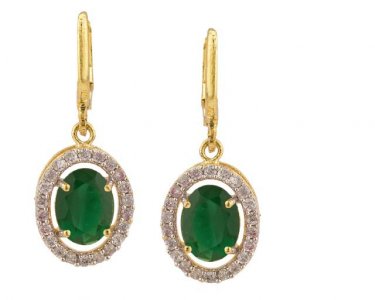 Indian Bollywood Gold Plated CZ Hoop Earrings for Women