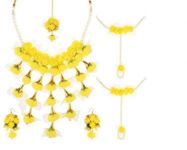 Indian Flower Gota Patti Jewelry Set for Haldi Mehandi Women