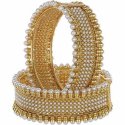 Indian Bollywood Traditional Gold Plated Faux Pearl Bridal Bangle Set