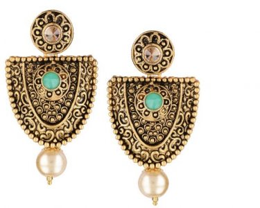 Indian Bollywood Boho Vintage Crystal Pearl Drop Dangle Earrings Set