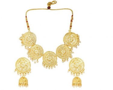 Indian Bollywood Antique Choker Bridal Necklace Earrings Jewelry Set