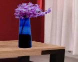 Craftfry Flower Glass Vase (17 inch, Blue, Black)