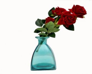 Craftfry Luxury glass Hut Shape Flower Glass Vase (7 inch, Blue)