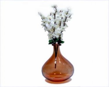 craftfry Rounded Matki Shape Flower Glass Vase (12 inch, orange)