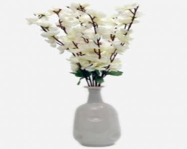 Craftfry Pebble cut Shape Flower Glass Vase (10.43 inch, White)