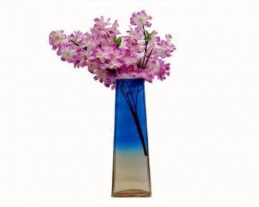 Craftfry Glass Flower Vase With Square Taper (15 inch, Multicolor)