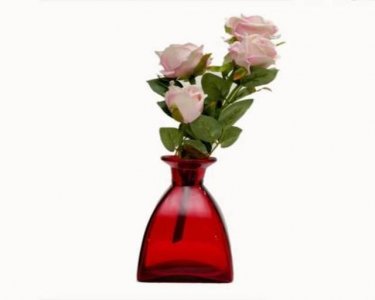 Craftfry Exclusive glass Hut Shape Flower Vases (7 inch, Red)