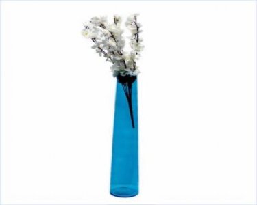 Craftfry Luxury Glass Flower Glass Vase (17 inch, Blue)