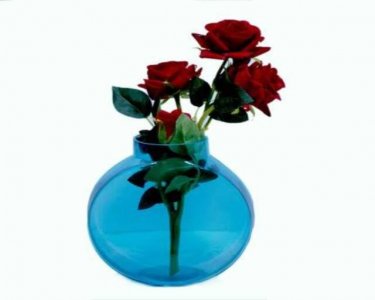 Craftfry Luxury glass Clock Shape Flower Glass Vase (6 inch, Blue)