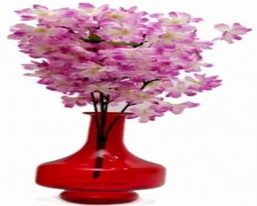 Craftfry Flower Glass Vase (10 inch, Red)