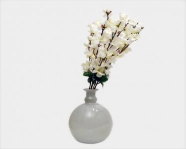 Craftfry Exclusive Ring Bell Shape Flower Glass Vase (9 inch, White)