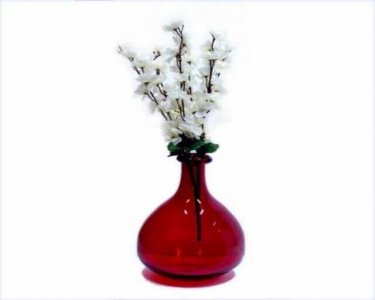 Craftfry Matki Shape Fenton Flower Glass Vase (12 inch, Red)