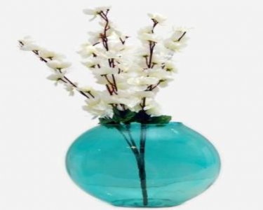 Craftfry Exclusive Flower Glass Vase (9 inch, Blue)