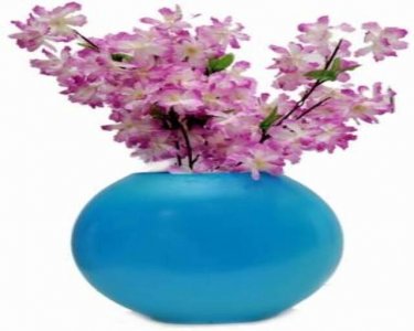 Craftfry Royal Look Flower Glass Vase (9 inch, Blue)