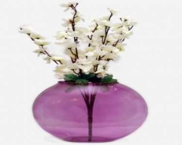 Craftfry Luxury Attractive Flower Glass Vase (9 inch, Purple)