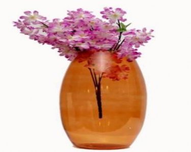 Craftfry Trending Embossed Flower Glass Vase (24 inch, Orange)