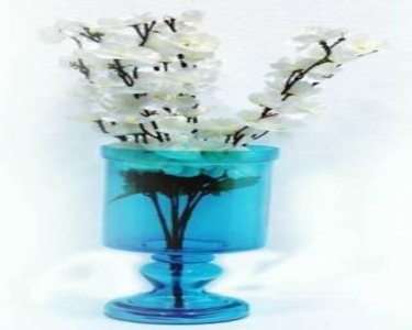 Craftfry Elegant Flower Glass Vase (12 inch, Blue)