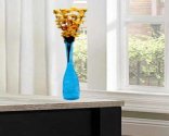 Craftfry Home Long Hurricane Shape Flower Glass Vase (24 inch, Blue)