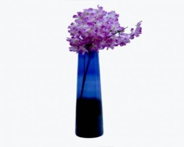 Craftfry Rounded Minar Flower Glass Vase (17 inch, Blue, Black)