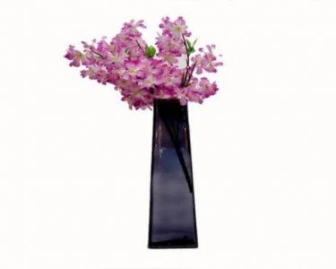 Craftfry Square Taper Shape (m) Flower Glass Vase (15 inch, Black)