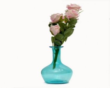 Craftfry Rounded Bottom Shape Flower Glass Vase (10.62 inch, Blue)