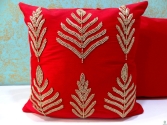 Cushions Cover Little Leaves Embroidered Cushion Cover 16X16 Inch